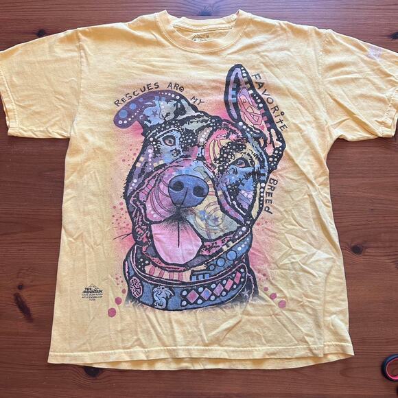 The Mountain brand tie dye Dog Rescue Shirt Pit Bull Medium Yellow - Picture 1 of 8